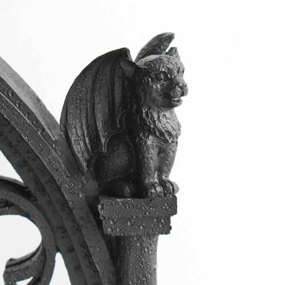 Gothic Black Resin Cathedral Window Mirror Bat Wings Cat Gargoyle Raven Decor